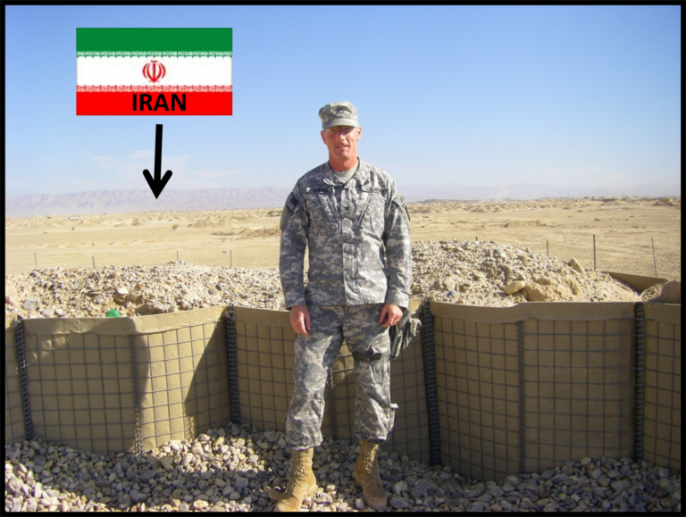 Ken Downer, author of Self-Coached to Kona, at a combat outpost near the border with Iran
