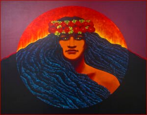 Hawiian goddess Pele goddess of the Hawiian Islands, is said to be mercurial, powerful, and beautiful.